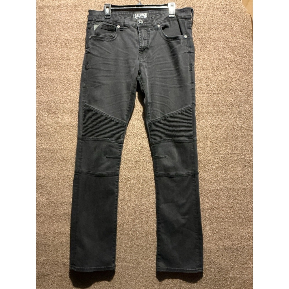 Salvage Buckle Men's‎ Black Jeans Havoc Slim Straight 32L  34x34 Stretch Y2K